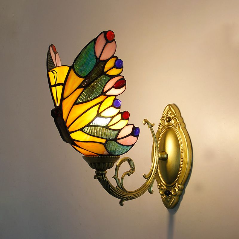 Arisha Artistic Butterfly Metal/Glass Lamps Wall, Red/Blue/Multi-Color/Light Blue