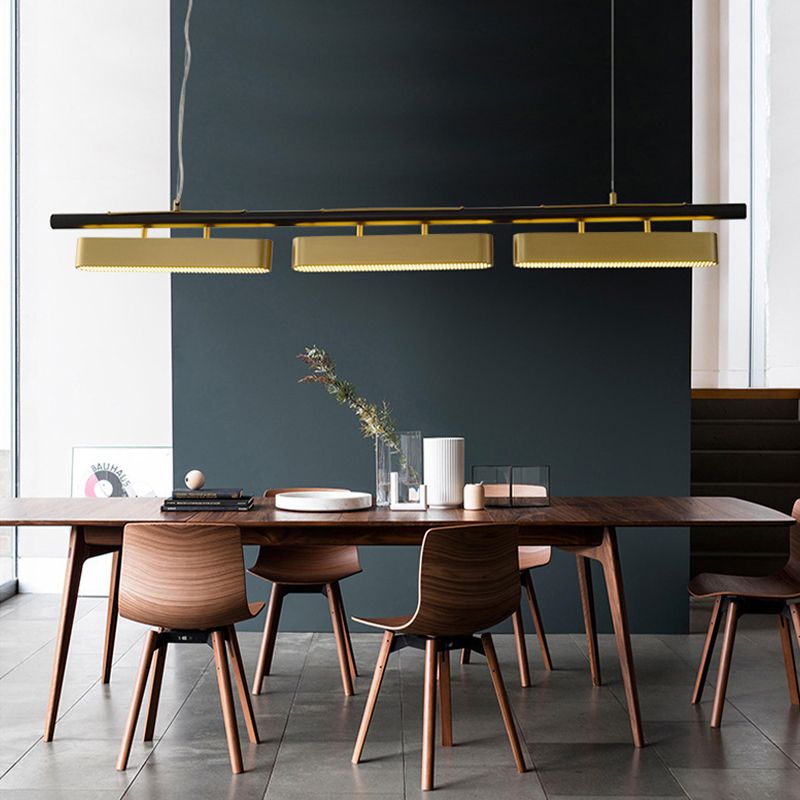 Arisha Pendant Light Rectangular Modern, Metal, Black/Brass, Office