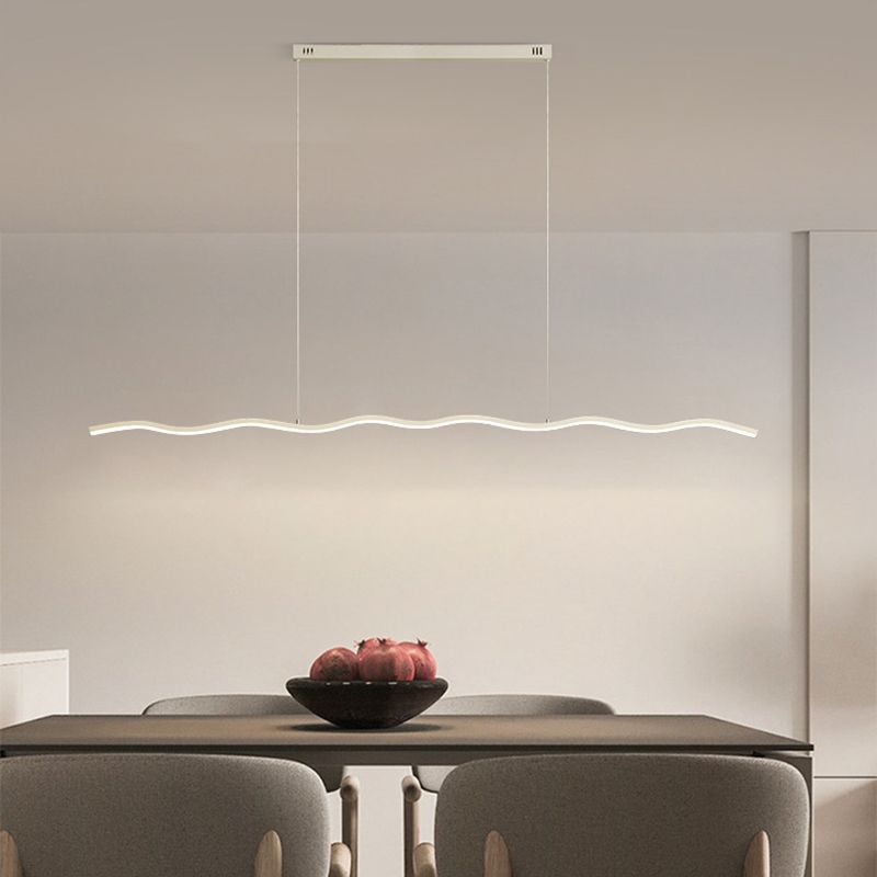 Arisha Wave Linear Pendant Light, Black/White