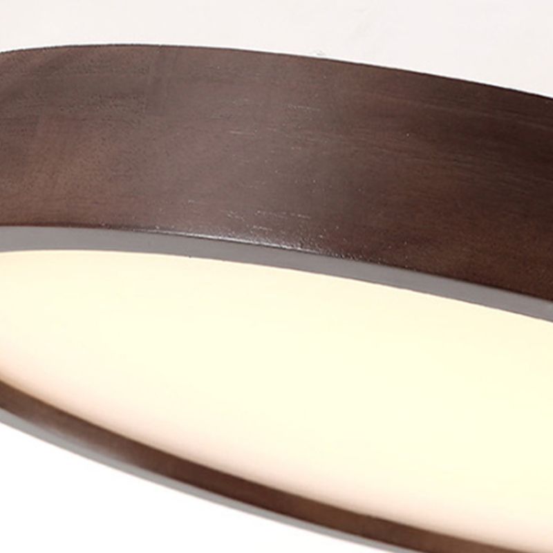 Muto Modern Geometric Walnut LED Flush Mount Ceiling Light