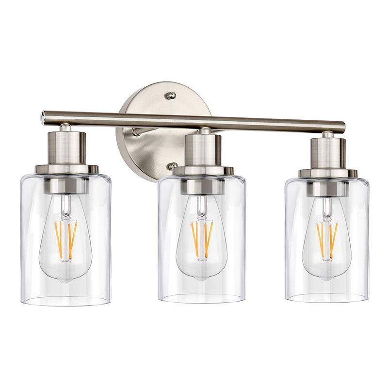 Silva Modern Cylindrical Metal&Glass Wall Lamp In Living Room, Nickel
