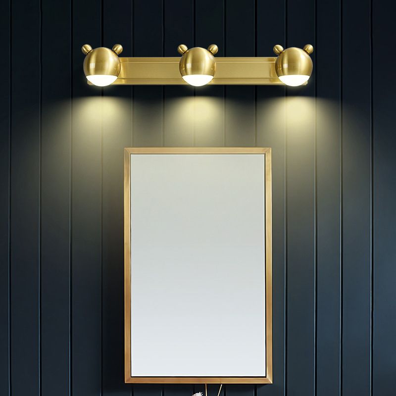 Arisha Modern Animal Globe Metal Vanity Wall Light, Gold, Bedroom