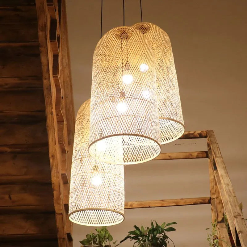 Ritta Natural Handmade Bamboo Led Pendant Light, Bedroom