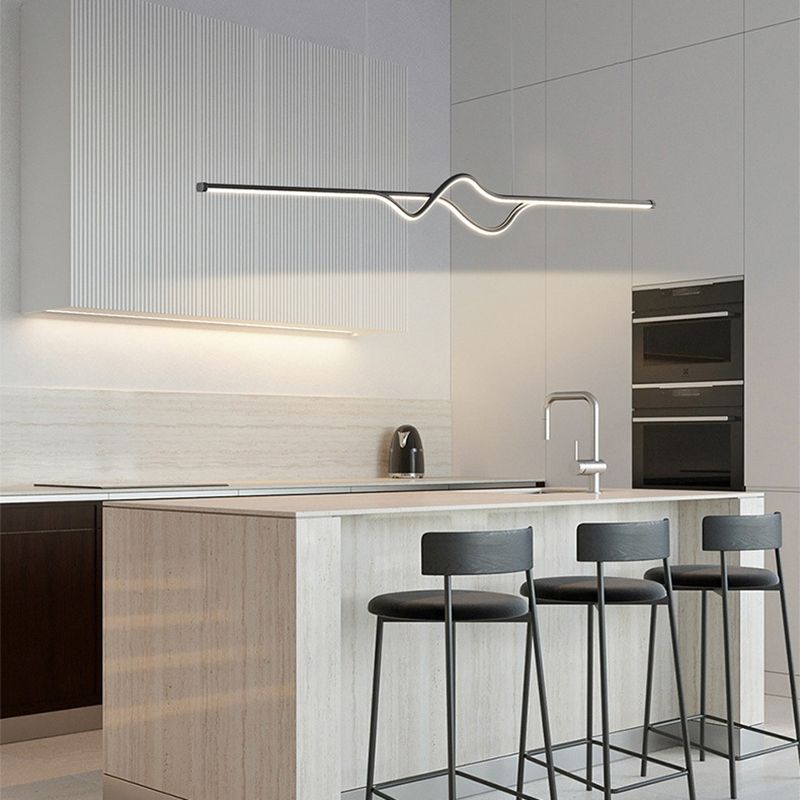 Arisha Modern Linear Metal Pendant Light, Black/White/Grey