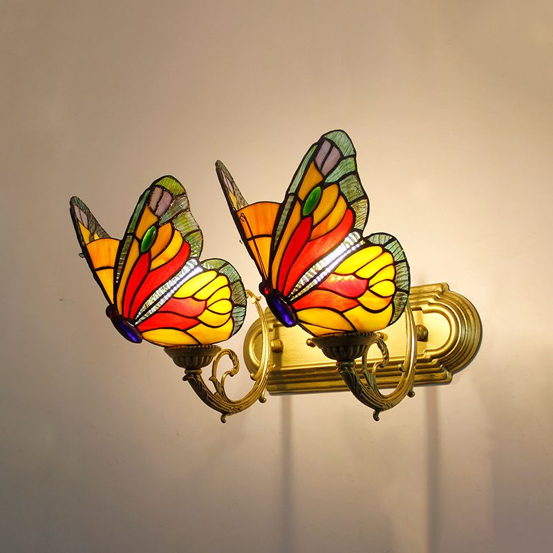 Arisha Artistic Butterfly Metal/Glass Lamps Wall, Red/Blue/Multi-Color/Light Blue