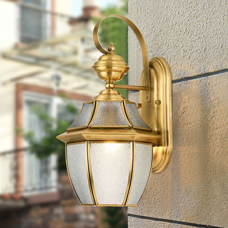 Ray Vintage Lantern Metal Outdoor Wall Lamp, Gold
