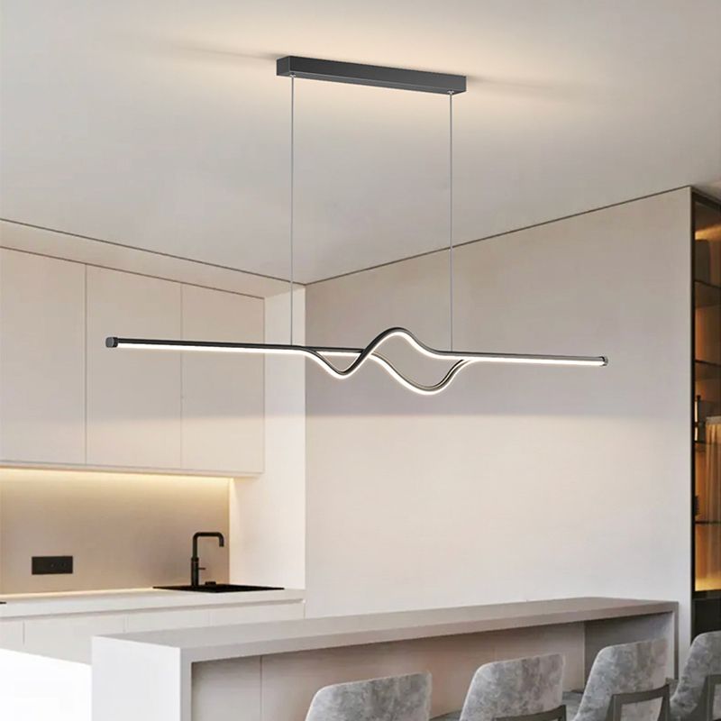 Arisha Modern Linear Metal Pendant Light, Black/White/Grey