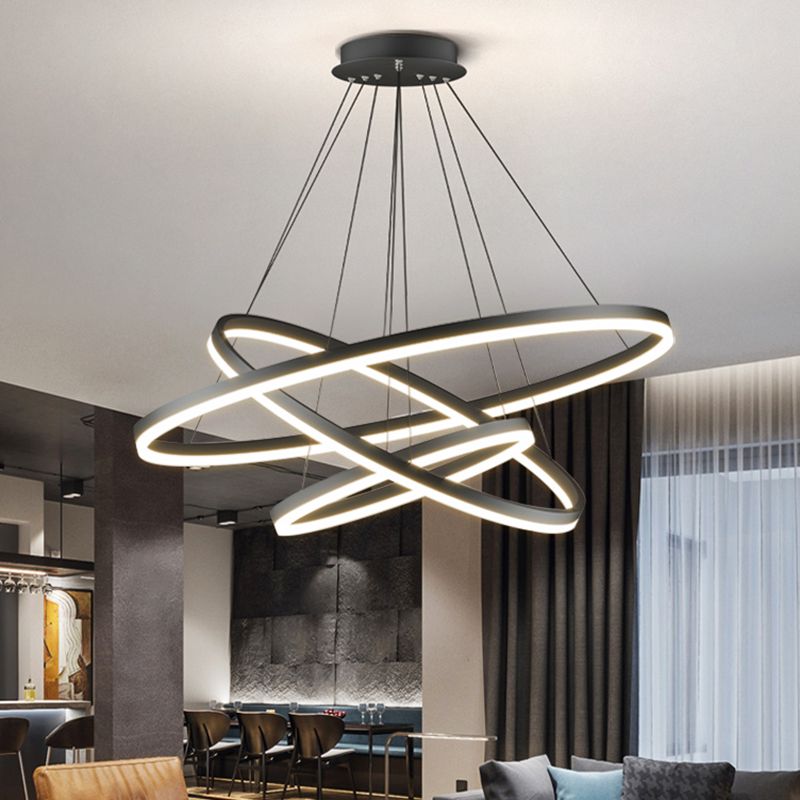 Arisha 3-Rings Black Black Modern Pendant Light