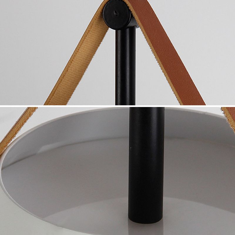 Valentina Modern Frisbee Shaped Metal Pendant Light, Black/White