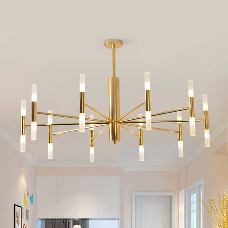 Kristy Modern Cylindrical Metal Chandelier, Gold