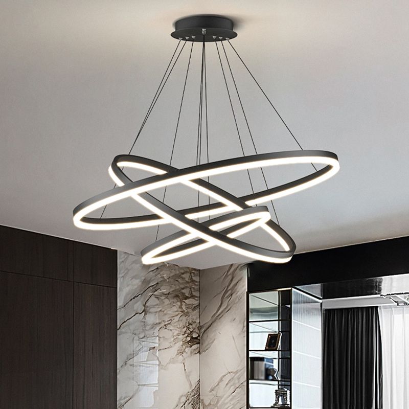 Arisha 3-Rings Black Black Modern Pendant Light