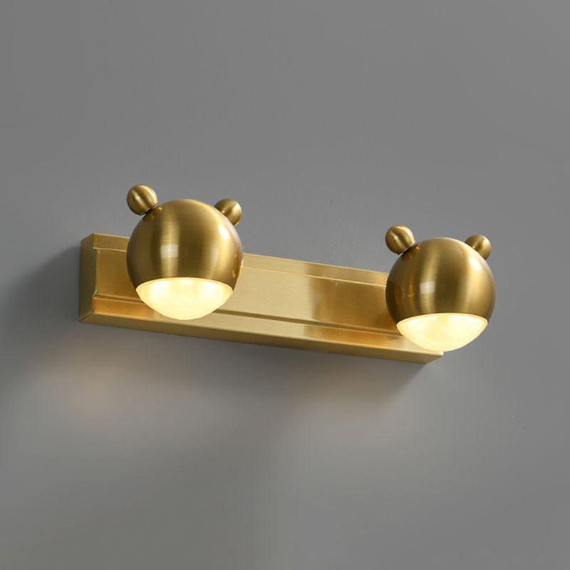 Arisha Modern Animal Globe Metal Vanity Wall Light, Gold, Bedroom