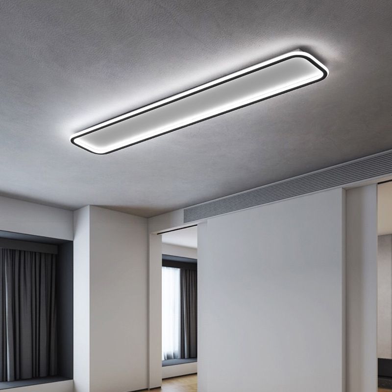 Arisha Minimalist Flush Mount Black Frame Rectangular Ceiling Light