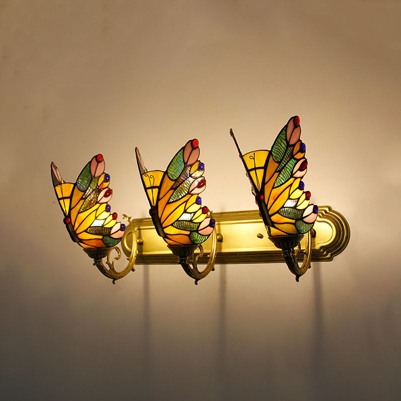 Arisha Artistic Butterfly Metal/Glass Lamps Wall, Red/Blue/Multi-Color/Light Blue