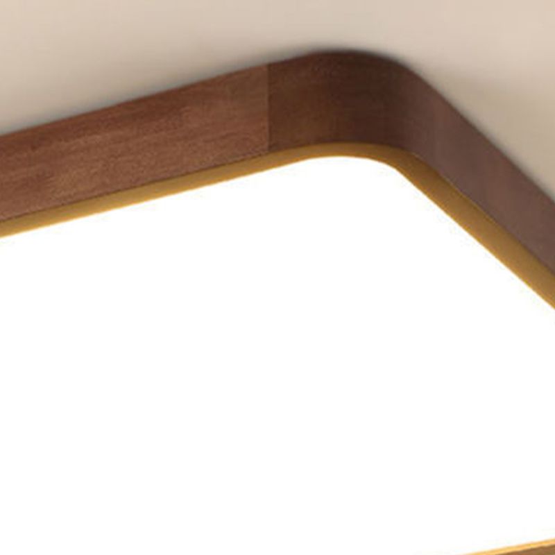 Muto Modern Geometric Walnut LED Flush Mount Ceiling Light