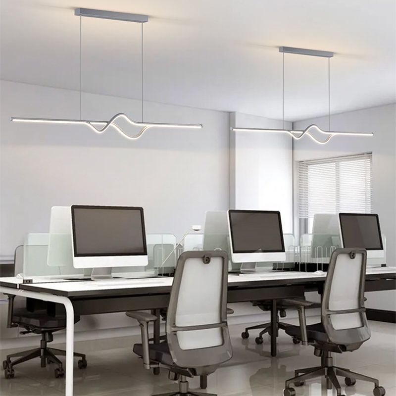 Arisha Modern Linear Metal Pendant Light, Black/White/Grey