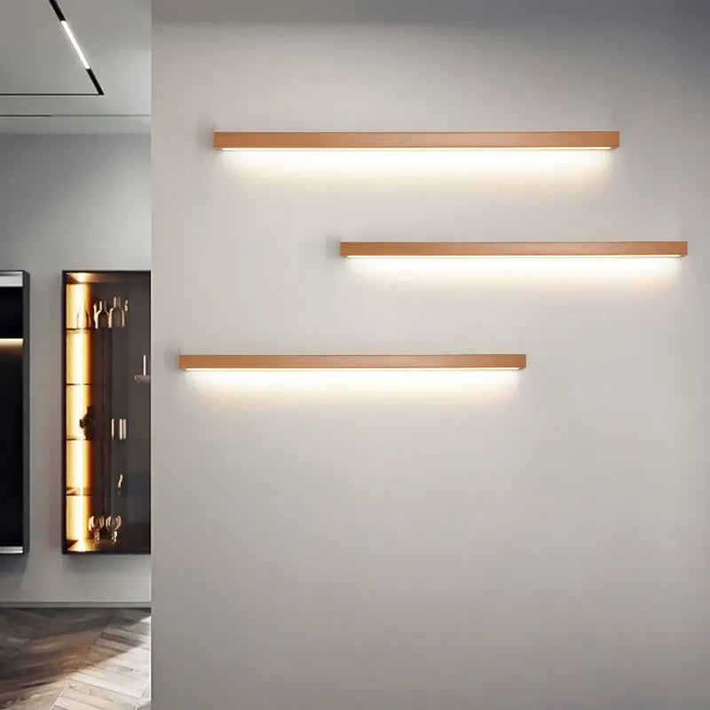Muto Linear Mirror Wooden Front Vanity Wall Lamp