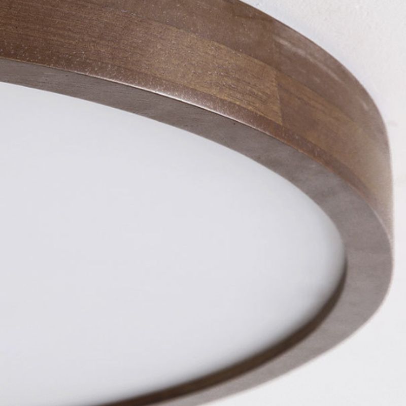 Muto Modern Geometric Walnut LED Flush Mount Ceiling Light