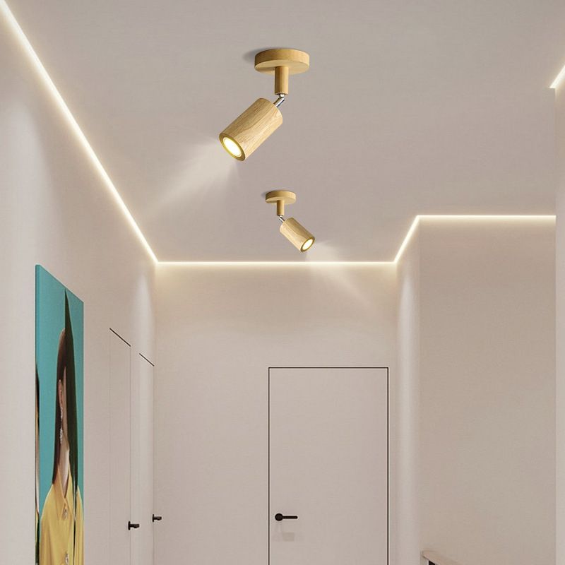 Muto Modern LED Adjustable Ceiling Spotlight, Wood