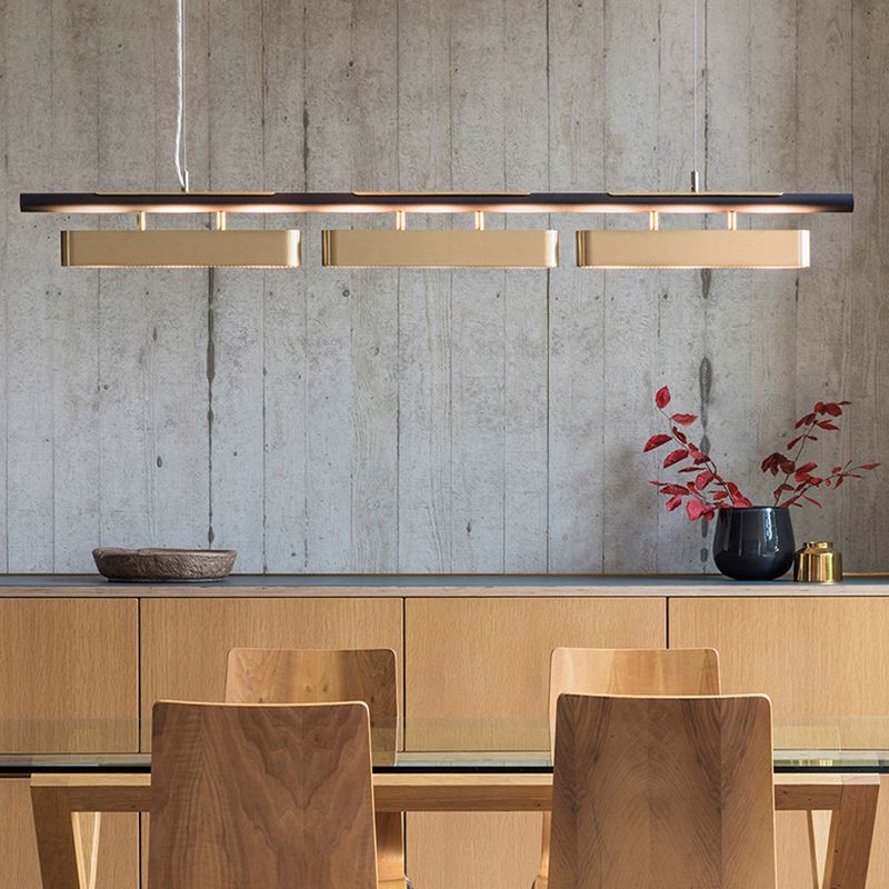 Arisha Pendant Light Rectangular Modern, Metal, Black/Brass, Office