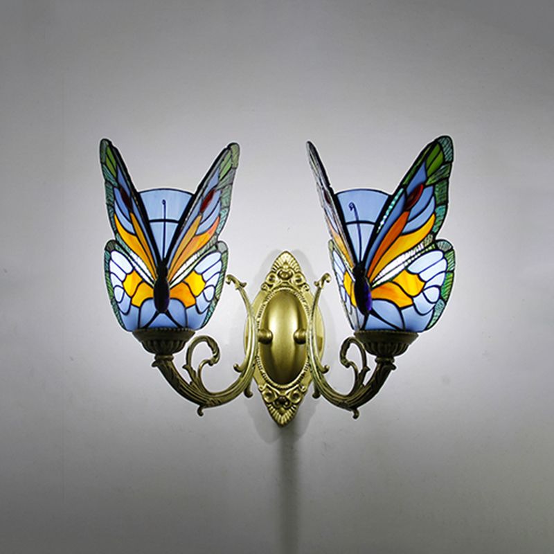 Arisha Artistic Butterfly Metal/Glass Lamps Wall, Red/Blue/Multi-Color/Light Blue