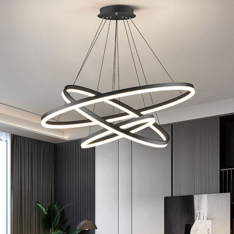 Arisha 3-Rings Black Black Modern Pendant Light