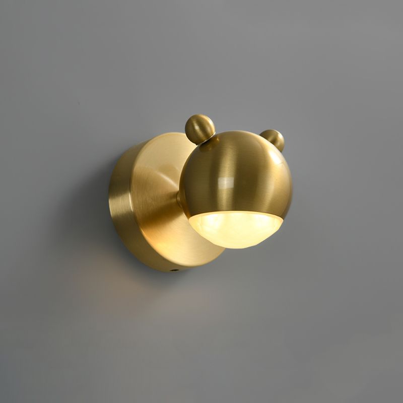 Arisha Modern Animal Globe Metal Vanity Wall Light, Gold, Bedroom