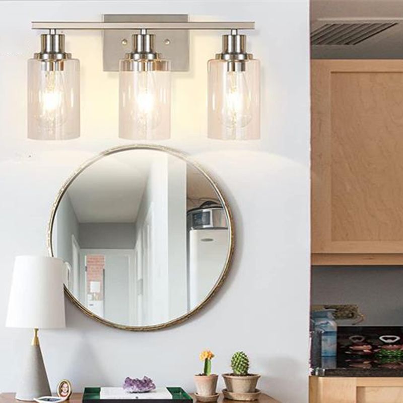 Silva Modern Mirror Front Black Vanity Wall Lamp, Metal/Glass