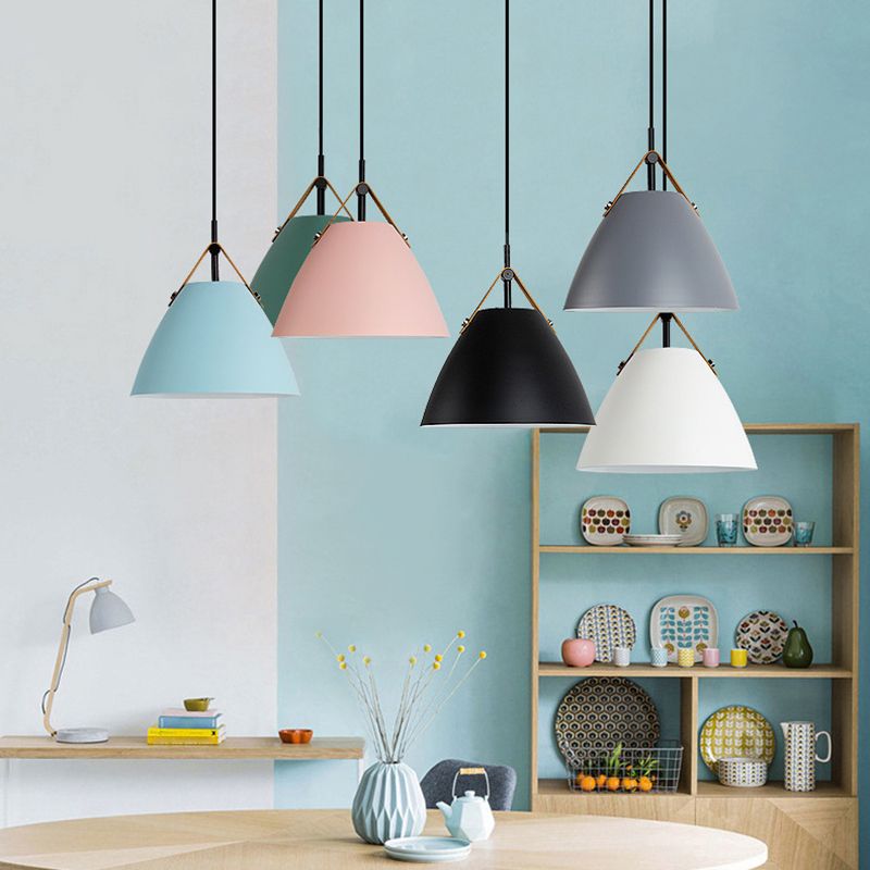Valentina Modern Frisbee Shaped Metal Pendant Light, Black/White