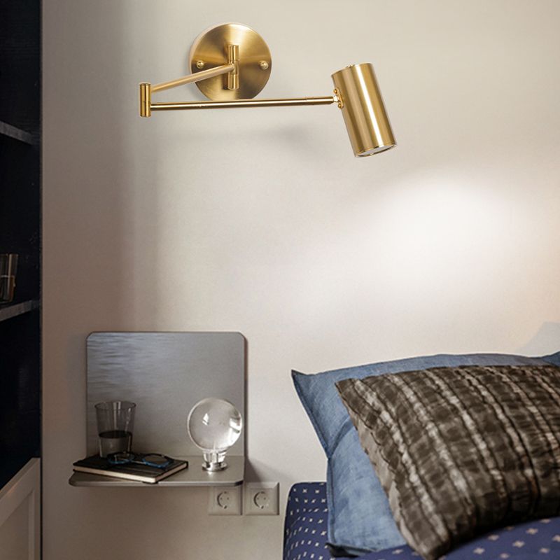 Aria Wall Lamp Cylindrical Adjustable Lamp Pole Metal Brass, Bedroom
