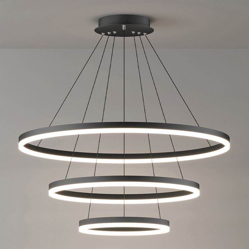 Arisha 3-Rings Black Black Modern Pendant Light