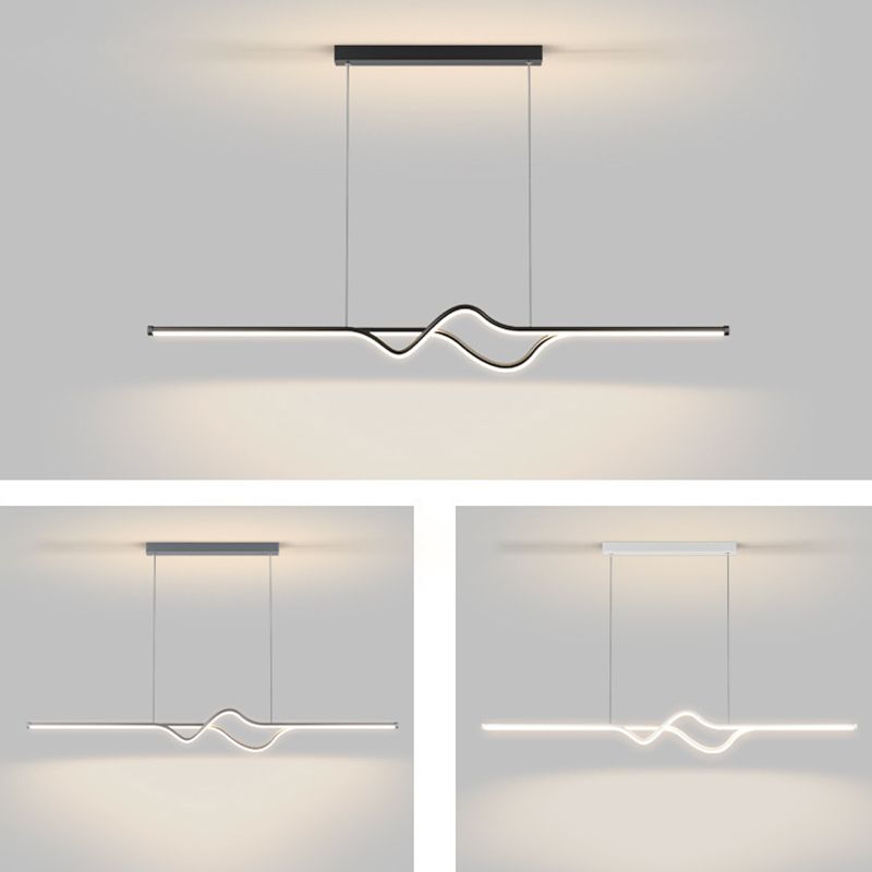 Arisha Modern Linear Metal Pendant Light, Black/White/Grey