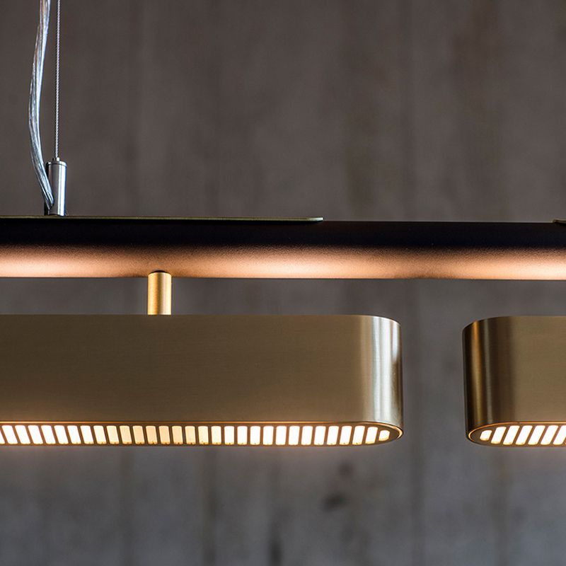 Arisha Pendant Light Rectangular Modern, Metal, Black/Brass, Office