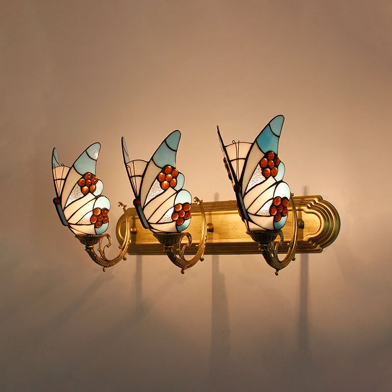 Arisha Artistic Butterfly Metal/Glass Lamps Wall, Red/Blue/Multi-Color/Light Blue