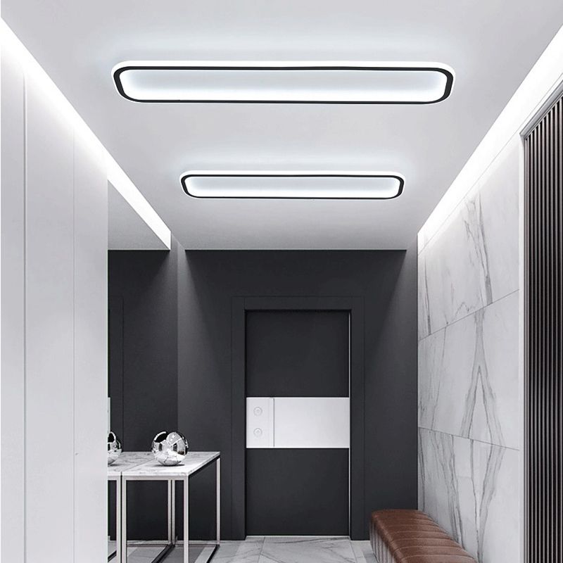 Arisha Minimalist Flush Mount Black Frame Rectangular Ceiling Light