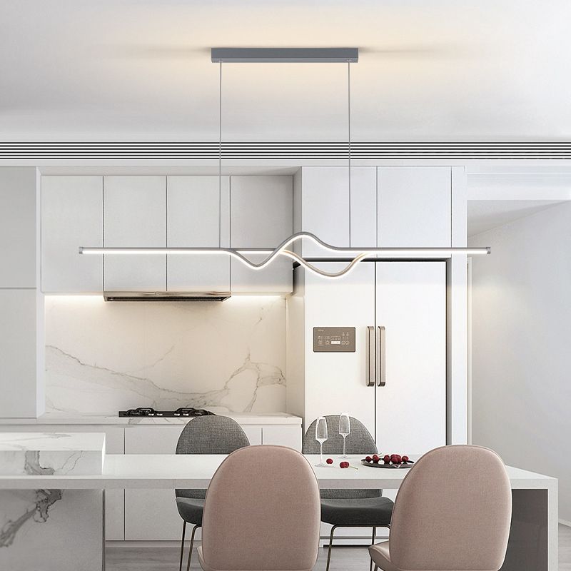 Arisha Modern Linear Metal Pendant Light, Black/White/Grey