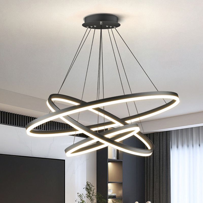 Arisha 3-Rings Black Black Modern Pendant Light