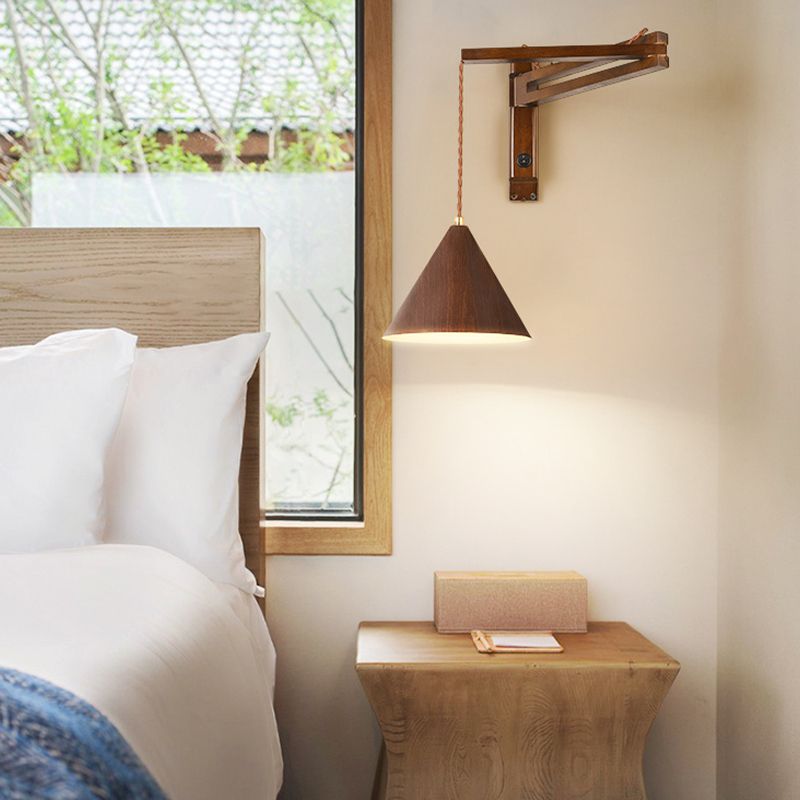 Muto Adjustable Wall Lamp, Wood/Metal, 2 Color, Living Room
