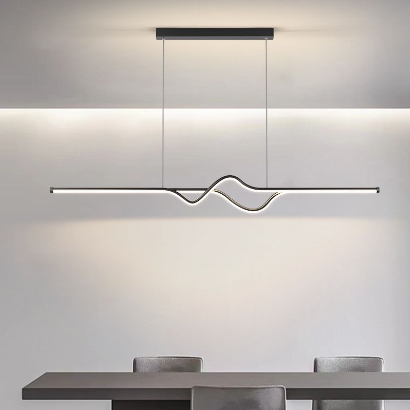 Arisha Modern Linear Metal Pendant Light, Black/White/Grey