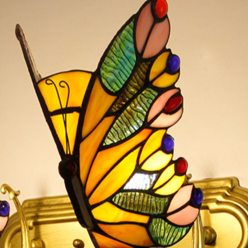 Arisha Artistic Butterfly Metal/Glass Lamps Wall, Red/Blue/Multi-Color/Light Blue