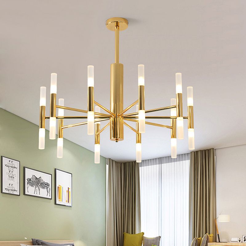 Kristy Modern Cylindrical Metal Chandelier, Gold