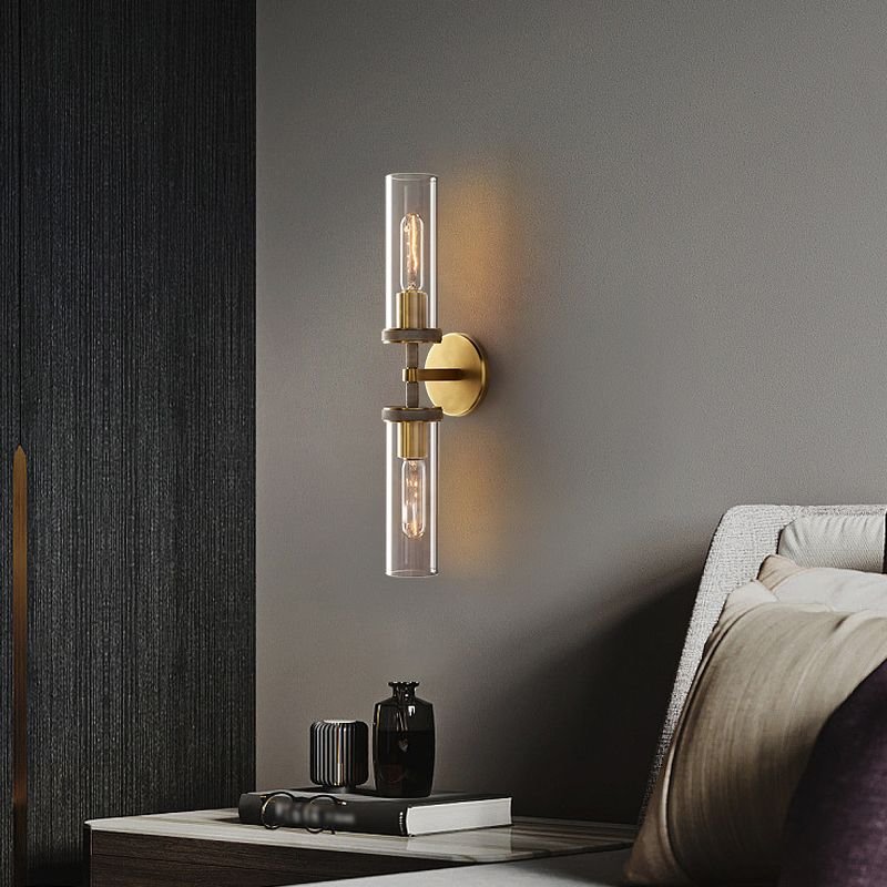 Arisha Modern Cylindrical Metal Led Wall Lamp, Black/Copper