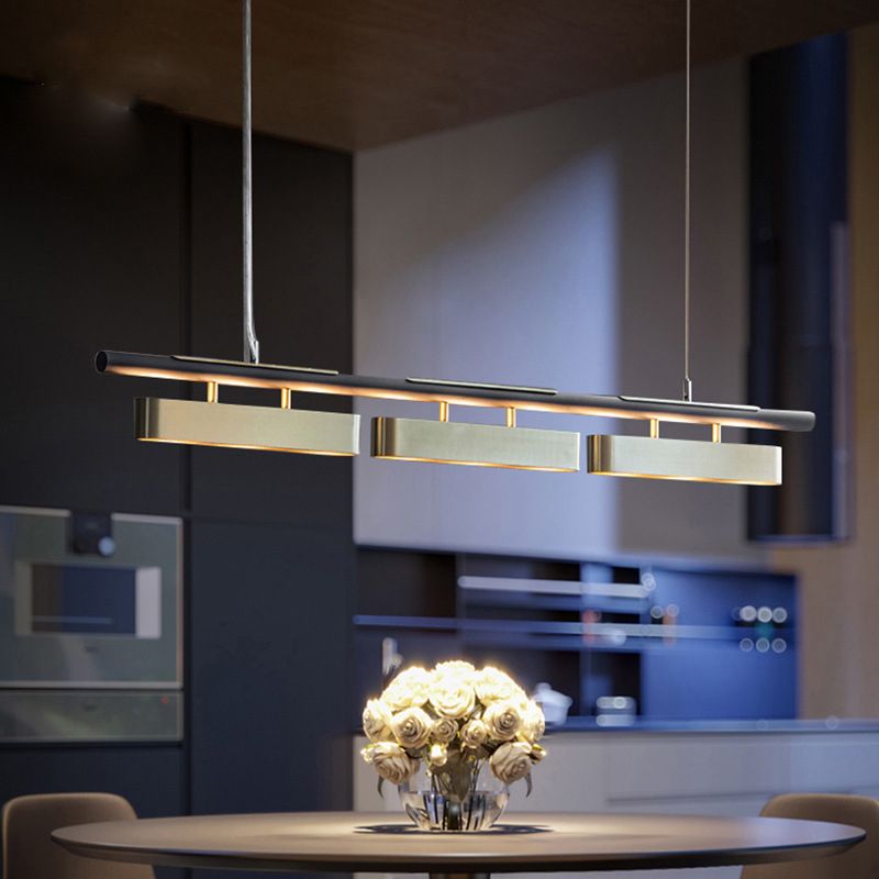 Arisha Pendant Light Rectangular Modern, Metal, Black/Brass, Office