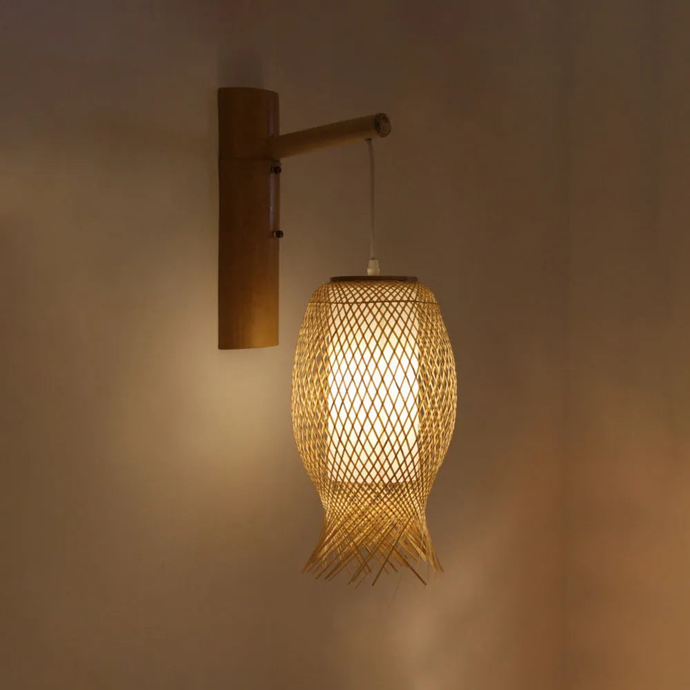 Ritta Wall Lamp Rustic, Muto Rattan Weaving LED, Hallway Wall Sconce