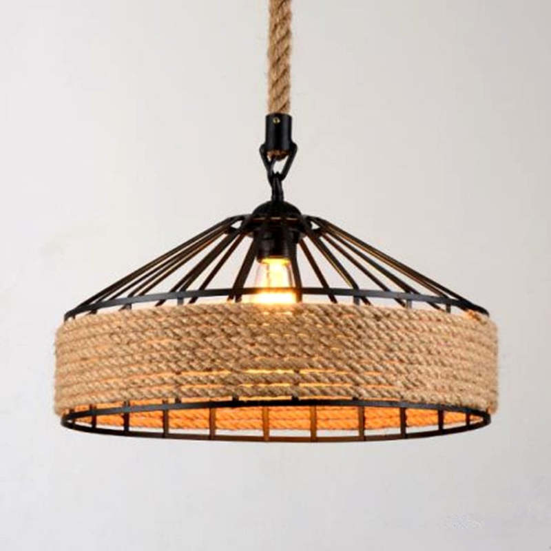 Epoch Retro Rope Metal Pendant Light, Black