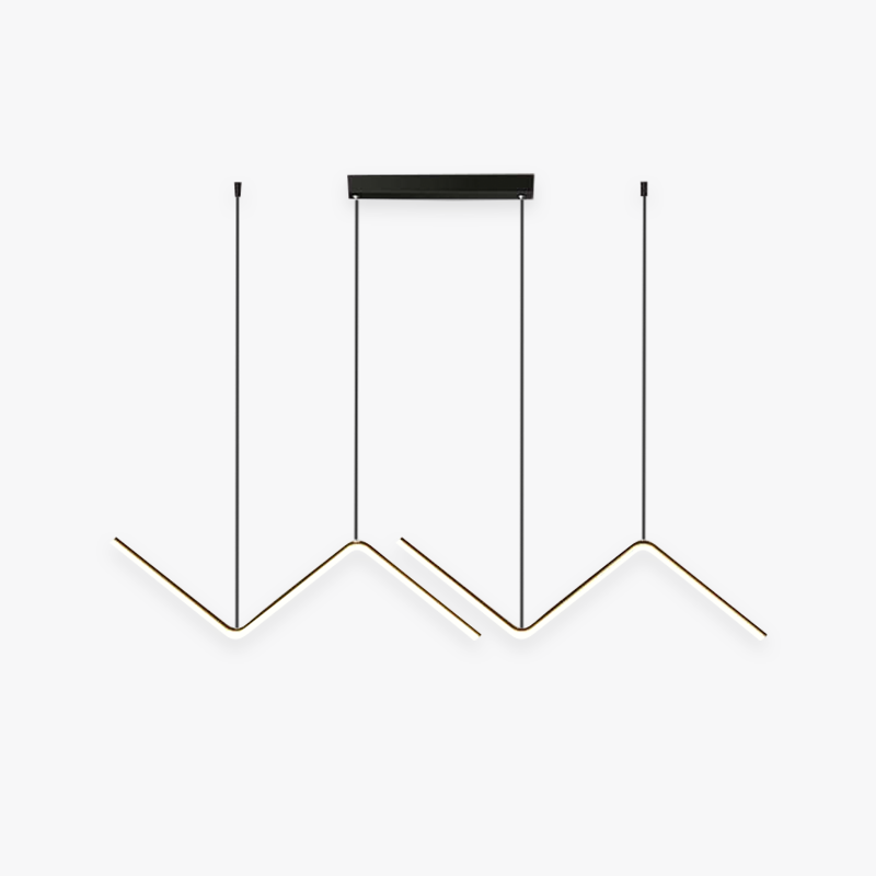 Arisha Modern Wavy linear Pendant Light Double, Black/Gold