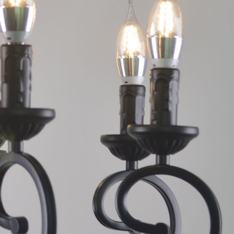 Silva Creative Retro Candle Chandelier Black Metal Bedroom