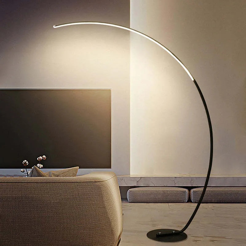 Mira Modern Arc LED Floor Lamp, Black/White, Metal/Silicon