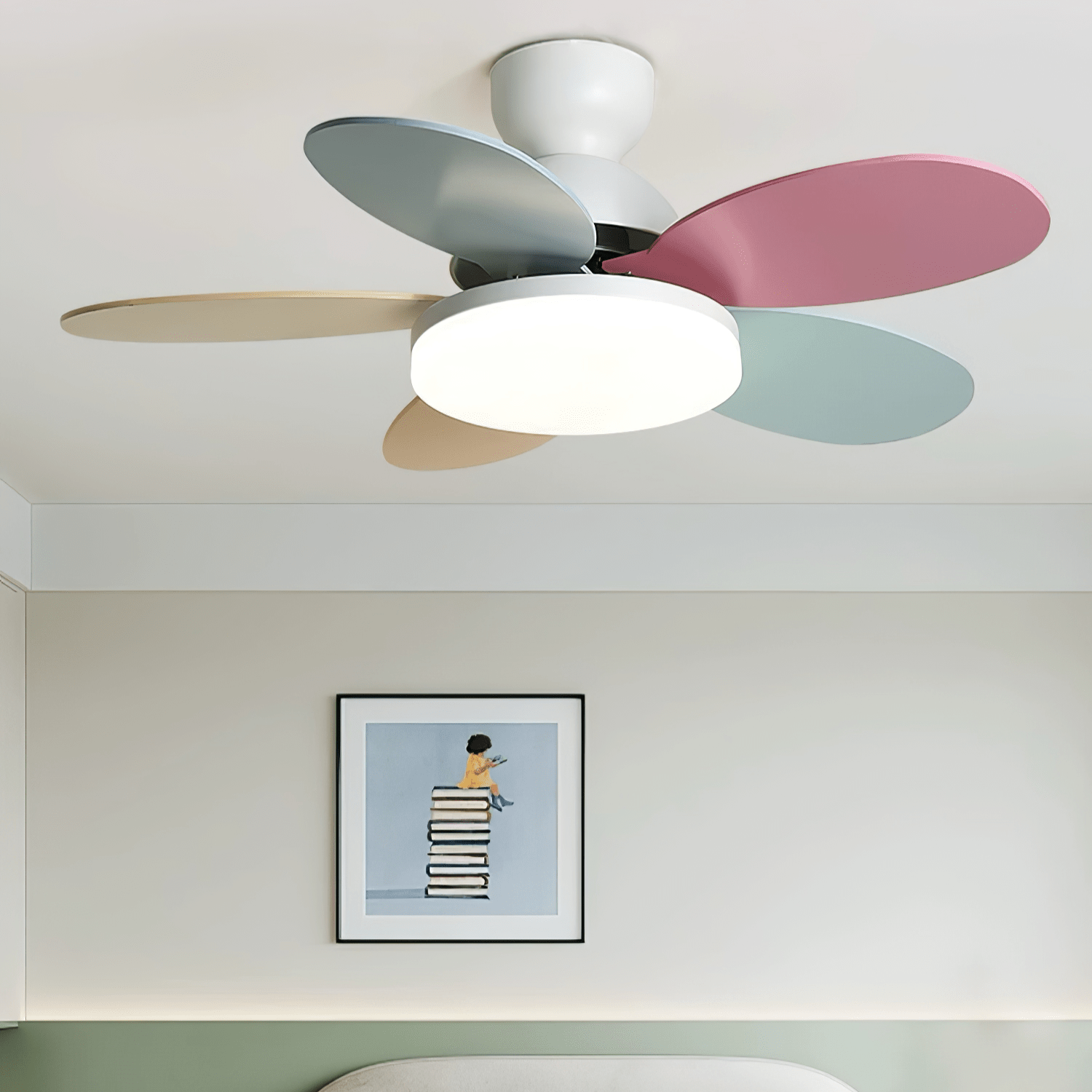 Liora Colorful Glass Kids Ceiling Fan Light - Letslighting