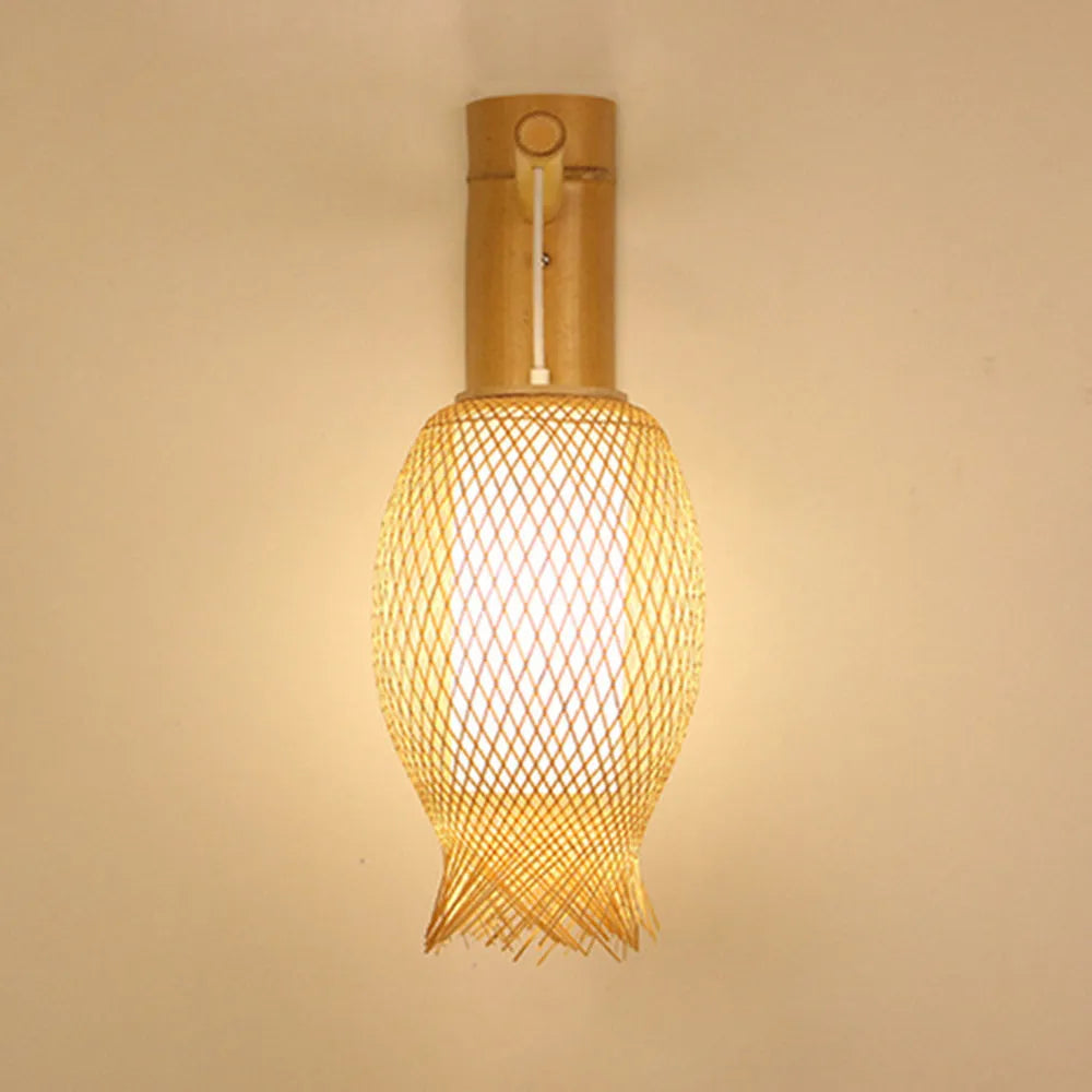 Ritta Wall Lamp Rustic, Muto Rattan Weaving LED, Hallway Wall Sconce